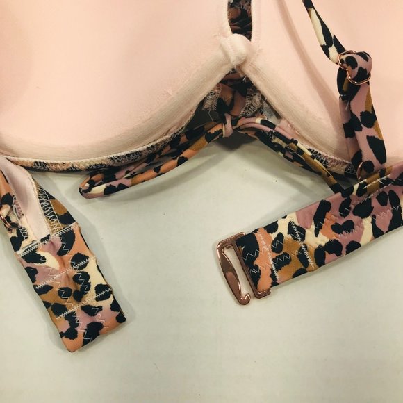 Shade And Shore Women's Sz 36C Underwire Lightly Lined Tie Front Bikini Swim Top - Picture 3 of 13